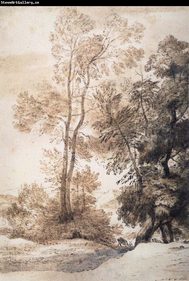John Constable Landscape with trees and deer,after Claude july 1825